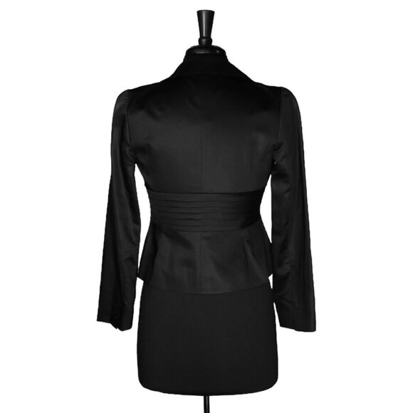 Ann Taylor Women's Blazer Black Linen Blend Snap Button Lined Suit Jacket 2P NWT - Picture 2 of 8